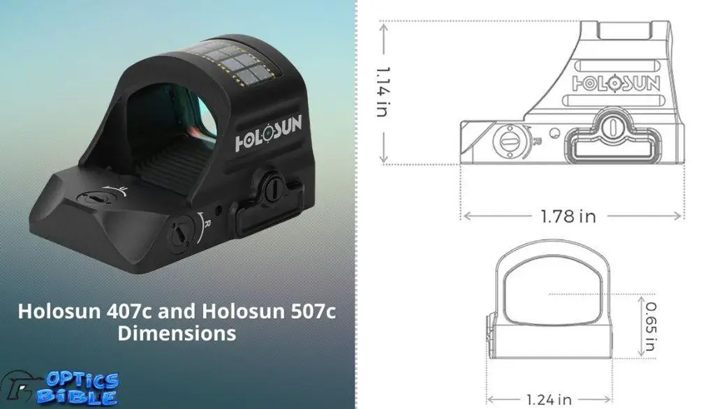 Holosun 407c vs Holosun 507c. Size Comparison of the Red Dot Sight